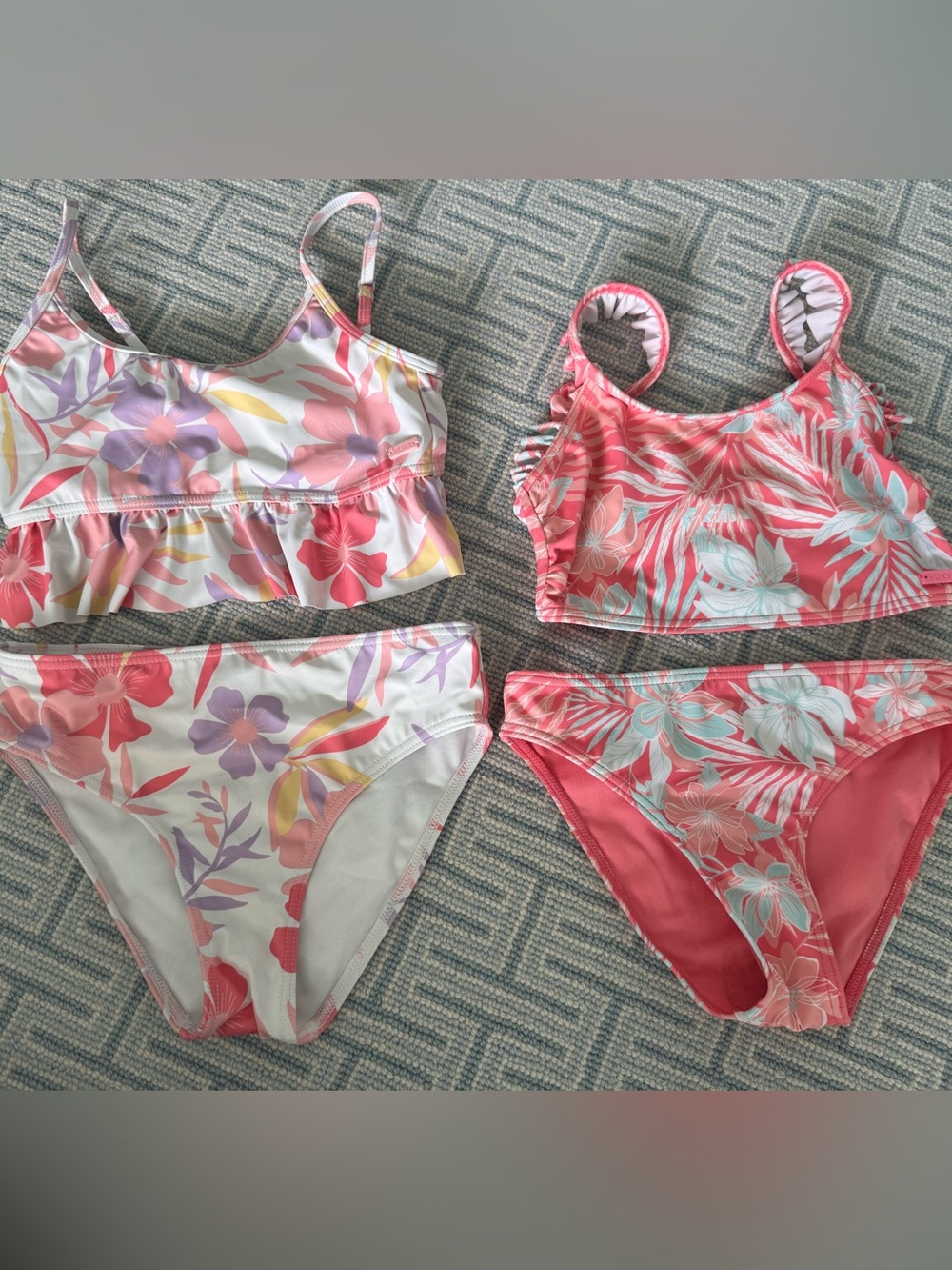 Roxy Girl Pink Floral Tankini Set – Two-Piece Kids Swim